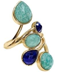 Farra - Amazonite And Lapis Cocktail Adjustable Ring - Lyst