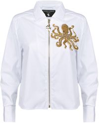 House of Laines London - Laines Couture Zip Shirt With Embellished Octopus Brooch - Lyst
