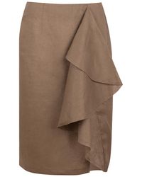 Gunda Hafner Ltd - Neutrals Linen Skirt With Ruffles - Lyst