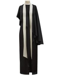Julia Allert - Structured Satin Cape Dress With Contrast Scarf - Lyst