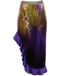 Lalipop Design - Abstract Printed Velvet Side Slit Skirt - Lyst