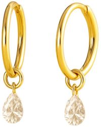 Lily Flo Jewellery - Pear Cut Diamond Sleeper Hoops - Lyst