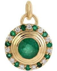 Artisan - Emerald & Diamond Halo Pendant - Lyst
