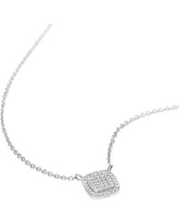 Diamonbliss - Square Shape Pave Dainty Necklace, Platinum - Lyst