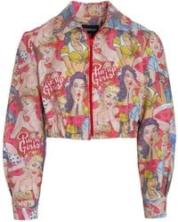 Couture to Your Door - Upcycled Pin Up Cropped Denim Jacket - Lyst
