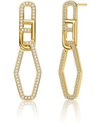 Genevive Jewelry - Sterling Plated Clear Cubic Zirconia Square Drop Earrings - Lyst