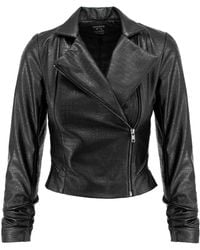 AVENUE No.29 - Double Breasted Eco Leather Jacket With Zipper - Lyst
