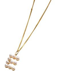 Posh Totty Designs - 9Ct Pearl Initial Charm Necklace - Lyst