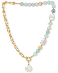 Pearls of the Orient Online - Clara Chunky Chain & Amazonite Necklace With Cultured Freshwater Pearl Drop - Lyst