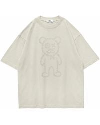 X Ilona Blue - Neutrals Graffiti Daddy Bear Organic Cotton Chain Link Embroidery Tee - Lyst