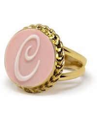 Vintouch Italy - Gold Vermeil Pink Cameo Ring Initial C - Lyst
