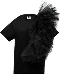 LIA ARAM - Edgy Ruffle Appliqué Tee - Lyst