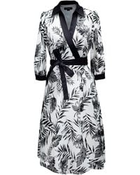 Smart and Joy - Bi-Material Wrap Dress With Tropical Print - Lyst