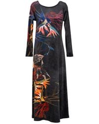 ARTISTA - Velvet Floral Print Maxi Dress - Lyst
