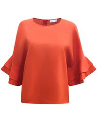 Perlavera - Lolan Solid Linen Flare Sleeve Top - Lyst