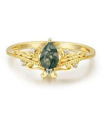 Azura Jewelry New York - Lotus Moss Agate Ring Vermeil - Lyst