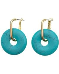 Farra - Round Turquoise Simple Clip On Earrings - Lyst