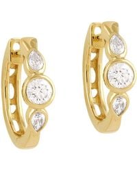 Artisan - 14K Pear & Round Diamond Hoop Earrings - Lyst