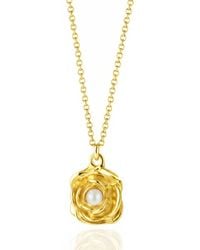 Unaloe - Vermeil Pearl Rose Necklace – Handmade Italian Floral Pendant, Luxury Pearl Jewelry For - Lyst
