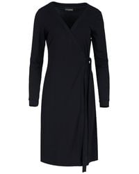 Conquista - Long Sleeve Stretch Viscose Midi Wrap Dress - Lyst