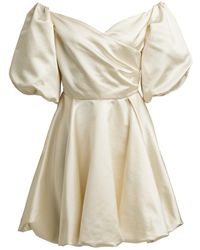 MIONÈ - Silk Dress With Puff Sleeves - Lyst