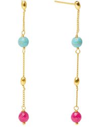 Ottoman Hands - Lyra Multi Colour Drop Chain Earrings - Lyst