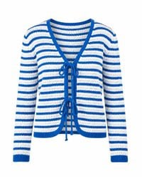 Mind Traveler - Striped Open-Knit Tie-Front Cardigan - Lyst