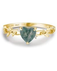 Azura Jewelry New York - Everlasting Heart Moss Agate Ring Vermeil - Lyst