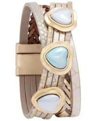 Saachi - Braided Leather Heart Charm Bracelet - Lyst