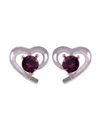 Modenaire - Heart Shaped Stud Earrings Elegant Gem Accent - Lyst