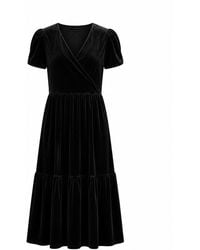 Yumi' - Velvet Midi Party Dress - Lyst