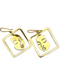 Lala Salama - Square Portrait Earrings - Lyst