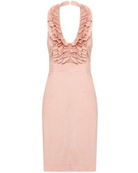 Deer You - Betsy Beauty Frill Neck Halter Dress In Pink Pin Spot - Lyst