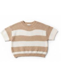 LAtelier London - Neutrals Light Striped Jumper With Short Sleeves - Lyst