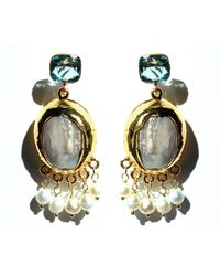 Edgar Navarro Jewelry - Navarro Aquamarine Earrings With Baroque Pearl Pendants - Lyst