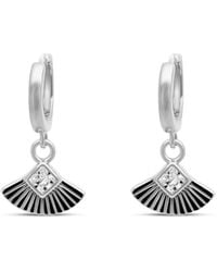 Clemence Wren - Art Deco Gemstone Fan Charm Huggie Earrings - Lyst