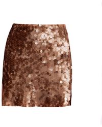 Mirimalist - Sepia Sequin Mini Skirt - Lyst