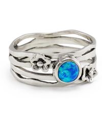 Isla Silver - Multi-Banded Opal & Flower Ring - Lyst