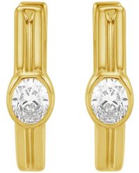 Artisan - 14K Bezel Set Diamond Huggie Hoop Earrings - Lyst