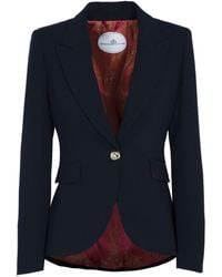 The Extreme Collection - Fitted Single Breasted Navy Crepe Blazer With Pockets Hailey - Lyst