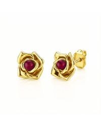 Unaloe - Ruby Floral Lobe Earrings Plated – Luxury Jewelry For - Lyst
