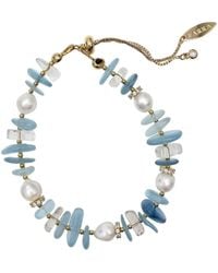 Farra - Aquamarine With Freshwater Pearls Bracelet - Lyst