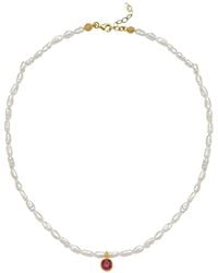 LINYA JEWELLERY - Cosmic Small Pearl Zodiac Necklace Birthstone - Lyst