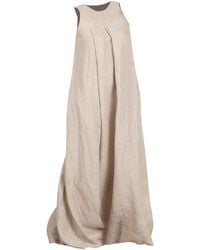 Nikka Place - Neutrals Sleeveless Maxi Linen Maternity Dress With Pockets - Lyst