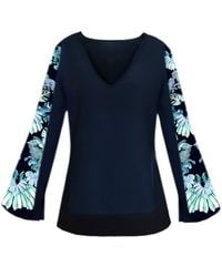 CASSANDRA HONE - Crepe Blouse With Silk Printed Sleeves - Lyst