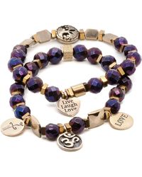 Ebru Jewelry - Life Journey Purple & Gold Hematite Stone Beaded Bracelet Set - Lyst