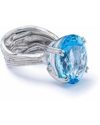 German Kabirski - Nila Textured Ring With Natural Oval Cut Topaz - Lyst