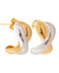 Belinda Jewelz - Chunky Crossed Mixed Metal Hoops - Lyst
