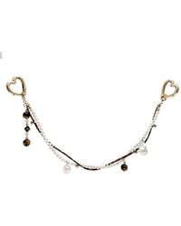 Farra - Freshwater Pearl And Tiger-Eye Dangle Bag Charm - Lyst