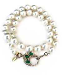 Persia Dona Jewelry - Pearl X Emerald Clasp Necklace - Lyst